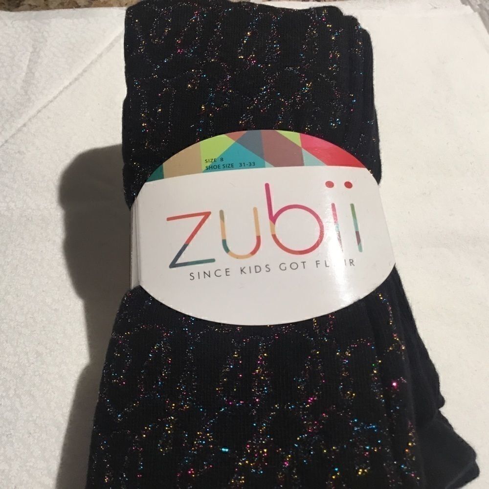 Sale. Buy 3/$10NWT Sz 8 Girls Tights Black w/sparkle - Picture 2 of 6